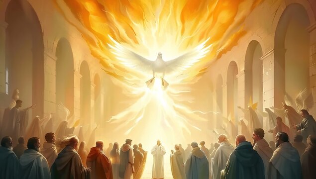 Pentecost, Jesus and believers in ancient churches