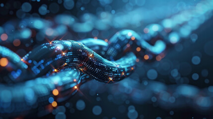 Digital supply chain network secured by blockchain technology for transparency and security.