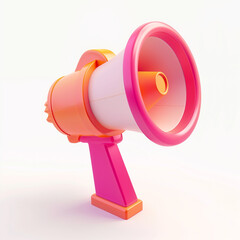 3d render of megaphone icon in pastel neon colors on dark background, minimalistic design with soft shadows and soft lighting