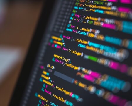 Intense coding on a computer screen with intricate patterns of characters creating a mesmerizing blend of technology and artistry. - Powered by Adobe