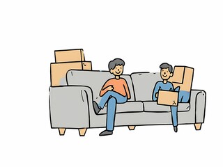 two people sitting on a sofa