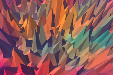 Energetic abstract polygonal background with a blend of tones, creating a lively and organic...