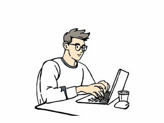 Freelancer man  working on laptop