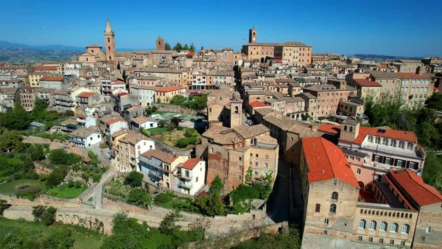Italy. Ripatransone - scenic medieval town in Marche region. in province of Ascoli Piceno. . 4k aerial drone video
