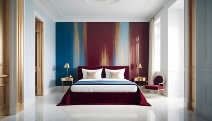 white and gold theme interior modern minimalism photo realism