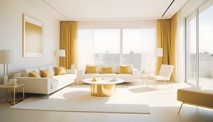 Fototapeta premium white and gold theme interior modern minimalism photo realism