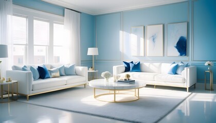 white and gold theme interior modern minimalism photo realism