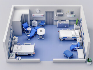 vector vector illustration of isolated hospital room