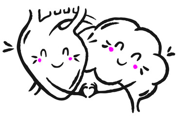 Smiling heart and brain, connection between mental and cardiovascular health