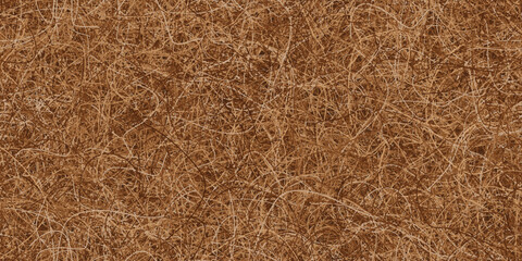 Dark brown shag rug in a seamless pattern. Texture of coconut coir fibers. Childrens natural, biodegradable mattress. Hairy grunge bg
