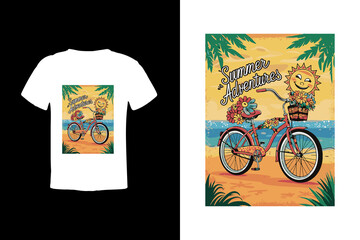 Summer t shirt design, summer illustration, summer quotes, retro vintage sea tropical sunset vector illustration 