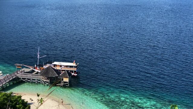 high angle of a boat parked on a kelor island
