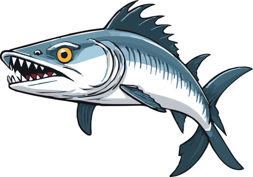Vector illustration of a barracuda fish on a white background.