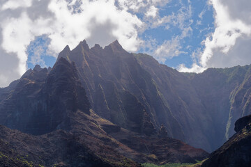 Scenic view of Napali Coast State Wilderness Park, Island of Kauai, Hawaii