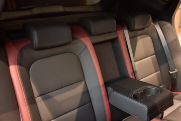 Vehicle armrest with cup holder, beige wood design, for luxury cars
