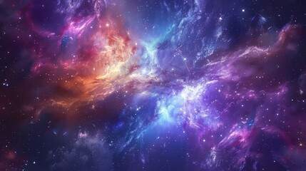 Obraz premium Abstract cosmic journey, colorful space nebula and stars, capturing the beauty of the universe for educational and natural world exploration purposes