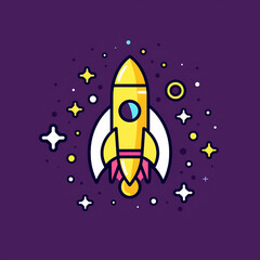 Fototapeta premium Starry_Rocket_Modern_Line_Icon_Vector_Line_A