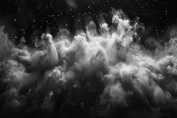 White powder falling through a black background, high quality, high resolution