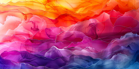 Warm Abstract Watercolor Texture, Layered Colorful Painted Background, Social Prosperity, Depth of Heart Concept