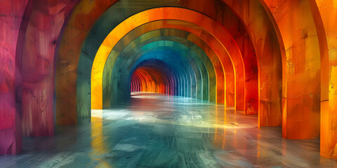 Vibrant Spectrum Arches Transforming into Fantastical Parallel Universe Gateway