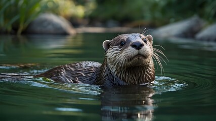 otter in a pond