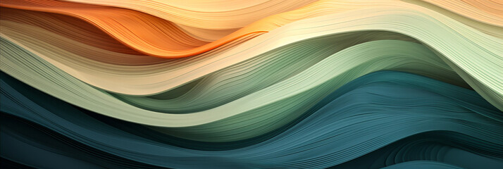 Soothing Beige and Blue Waves Background, Elegant Layered Texture Design in Soft Pastel Tones