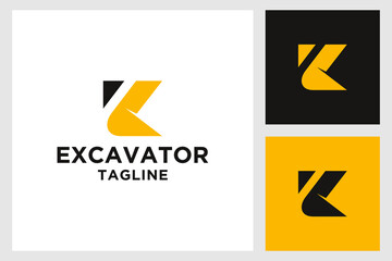 Excavator construction logo design, excavator logo element heavy equipment work. simple design excavator