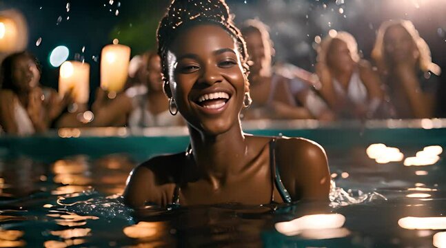 Freunde genie&szlig;en den Sommer und verbringen den gemeinsamen Urlaub miteinander