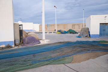 a very large area with some old fishing nets on it
