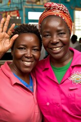 Mom and child happily greeting their eye doctor in an ophthalmology office, with the ophthalmologist waving hello, against the backdrop of a well-equipped examination room, illuminated by soft ambient
