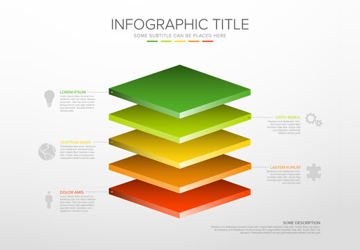 Multipurpose infographic template with five desk levels, icons and descriptions