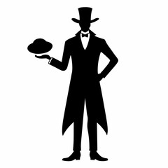 A magician vector silhouette black color illustration 
