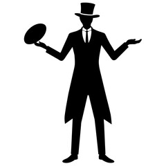 A magician vector silhouette black color illustration 
