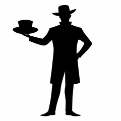 A magician vector silhouette black color illustration 