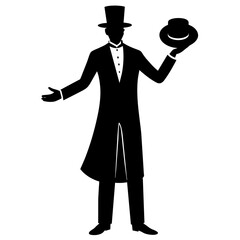 A magician vector silhouette black color illustration 