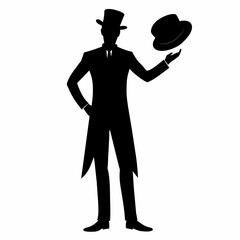 A magician vector silhouette black color illustration 