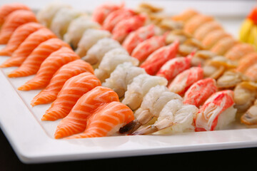 a variety of sushi on a plate