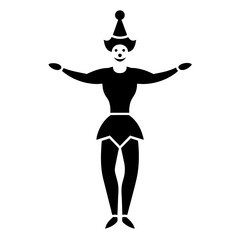 circus man black color silhouette, white background