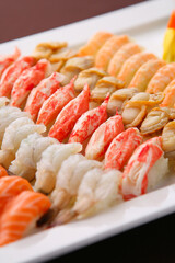 a variety of sushi on a plate