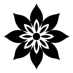 Floral vector ornament black color silhouette, white background (62)