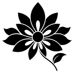 Floral vector ornament black color silhouette, white background (61)