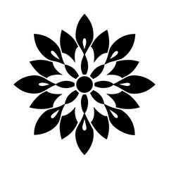 Floral vector ornament black color silhouette, white background (67)