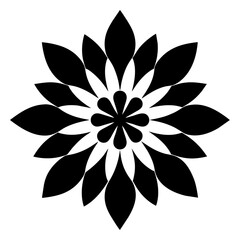 Floral vector ornament black color silhouette, white background (66)