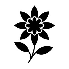 Floral vector ornament black color silhouette, white background (70)