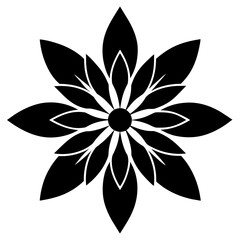 Floral vector ornament black color silhouette, white background (68)