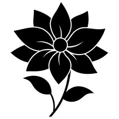 Fototapeta premium Floral vector ornament black color silhouette, white background