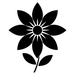 Floral vector ornament black color silhouette, white background