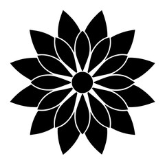 Floral vector ornament black color silhouette, white background