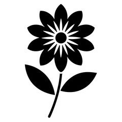 Floral vector ornament black color silhouette, white background
