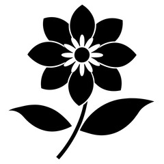 Floral vector ornament black color silhouette, white background